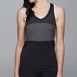 Lululemon Pedal To The Medal Singlet Tank Top Black Heathered Black Small